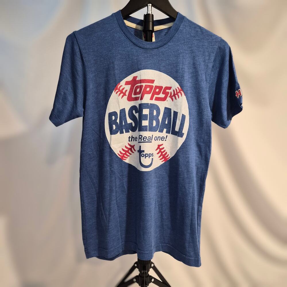Homage Topps Baseball The Real One Tri-Blend T-Shirt Blue XS Vintage Style